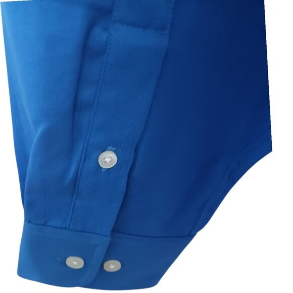 Devon & Jones imagineering Mens Button-Up Shirt Teflon-Protected Blue Medium - Picture 12 of 14